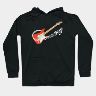 Music Staff Fiesta Red Electric Guitar Hoodie